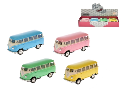 3asstd color (green,blue,pink) 6,5cm die cast pull back VW Classical bus 12pcs in DBX