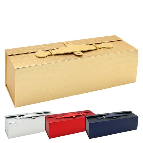 Bottle gift box (solid cardboard with PU handle) mix 4 colours