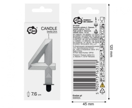 Cake candle - number "4" Diamond 7.6 cm, silver metallic (1)