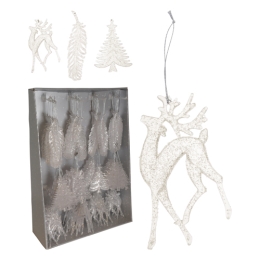 Vianočná ozdoba - PP biela - rôzne tvary 16 cm, mix/1ks