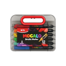 M&G MOCALO Acrylic Marker, brush tip - set of 12 colours