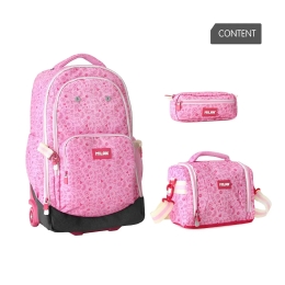 Cestovný kufor na kolieskach 60L (3-dielny set) MILAN séria Pink Flowers (1)