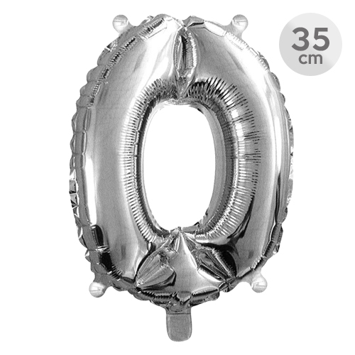 Balón narodeninový 35 cm - číslo 0, strieborný