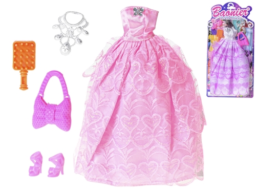 2asstd color (pink, purple) doll fashion dress w/accessories on BC