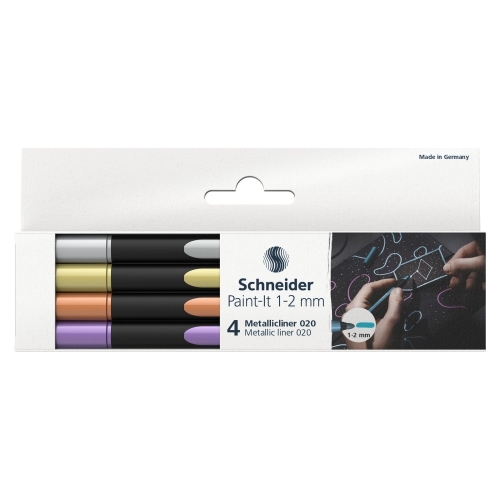 Popisovač Schneider Paint-It 020 Metalický, hrot 1-2mm (sada 4 ks)
