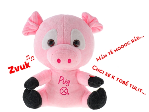 21cm BO "try me" plush Piky pig w/Czech language & embroidery on chest each in polybag
