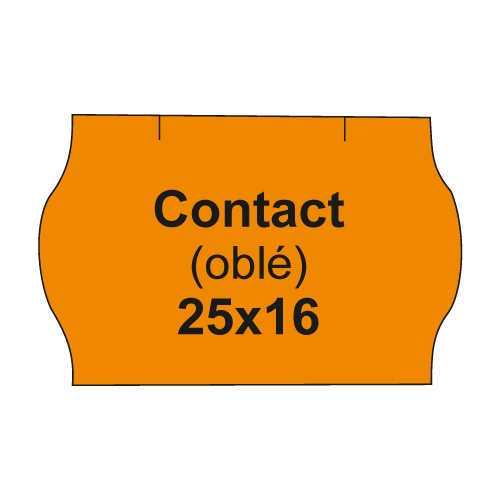 Etikety cen. CONTACT 25x16 oblé - 1125 etikiet/kotúčik, oranžové
