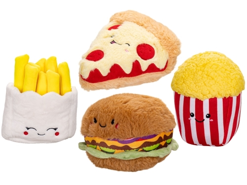 4asstd (fries,pizza,popcorn,hamburger) 15-18,5cm plush salty treats 0m+ each in PB