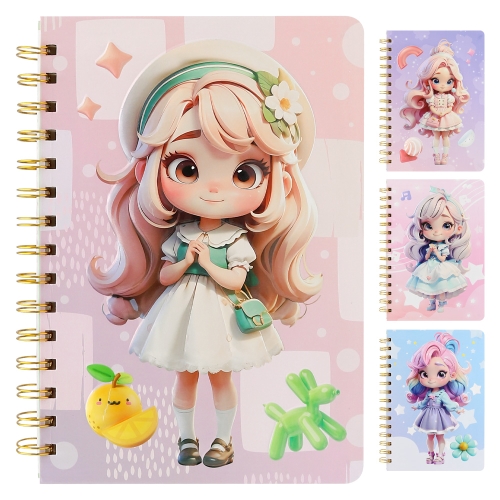 Grid notebook lined A5 /80 sheets, 3D envelope Girl (mix of designs)