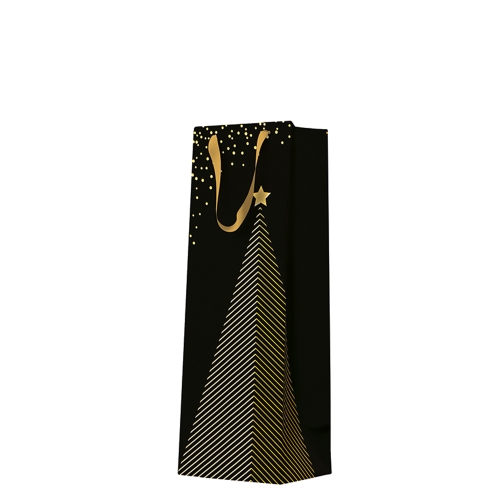 Gift bag for a bottle - High x-mas tree 12x10x37 cm