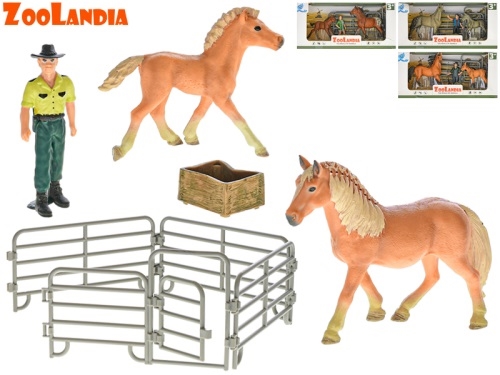 Kôň s žriebätkom a doplnkami 4druhy v krabičke