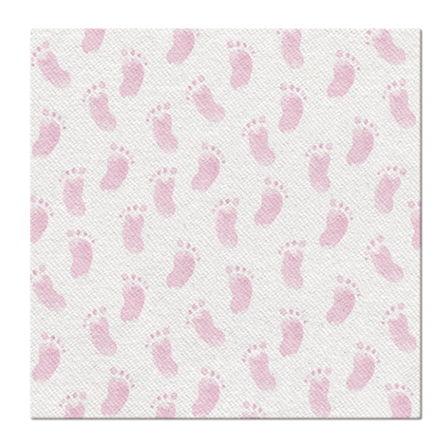 Obrúsky PAW AIRLAID L 40x40cm Baby footprints, light pink