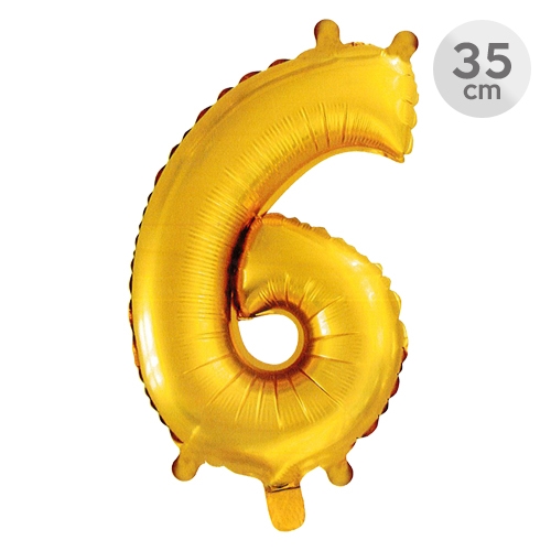 Balón narodeninový 35 cm - číslo 6, zlatý
