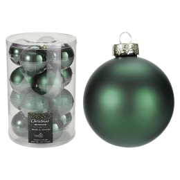 8 cm Glass Christmas Ornaments (Set of 16) – Assorted Dark Green 8 cm Glass Christmas Ornaments (Set of 16) – Assorted Dark Green