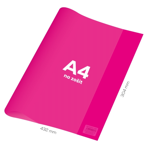 Cover for notebook A4 PVC 432x304 mm Neon Color - transparent/pink