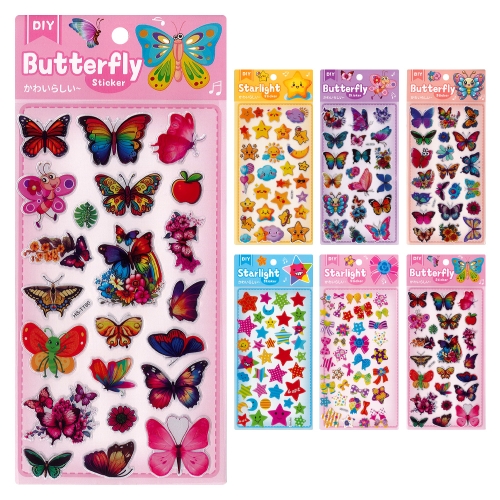 Butterfly & Stars Stickers, 11x24 cm (assorted designs / price per pack)