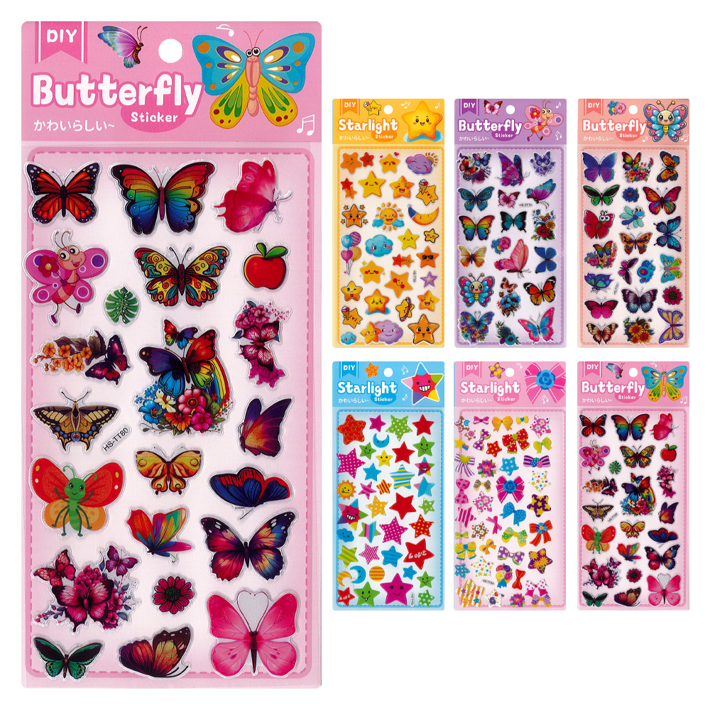 Samolepky Butterfly & Stars 11x24 cm (mix dizajnov /cena 1 bal)