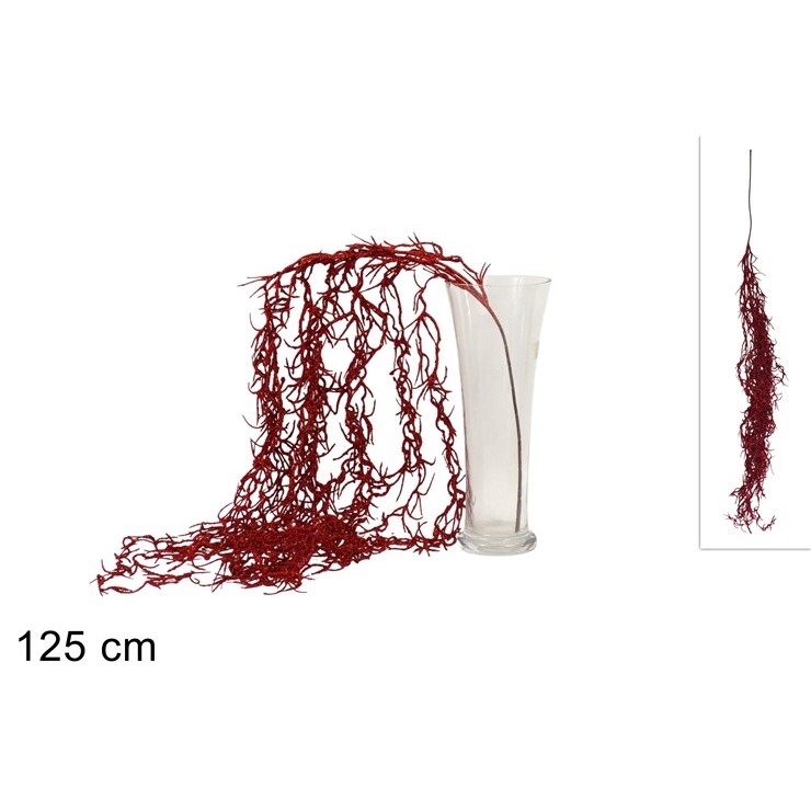 Vianočná vetvička glitrovaná 125 cm, červená