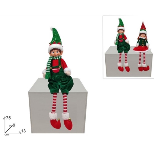 Vianočný škriatok Elf 75 cm sediaci /1ks