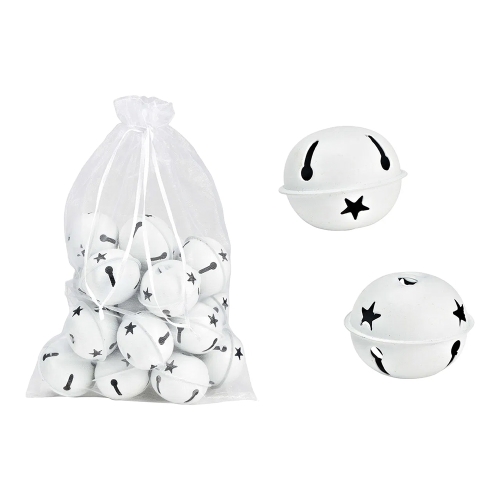 Hanging decoration - metal jingle bells, white - set of 18 pcs, 5x4x5 cm