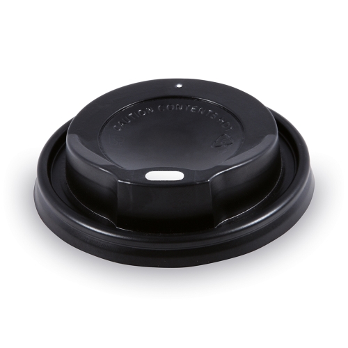 Convex cap (PS) black O80mm [100 pcs]