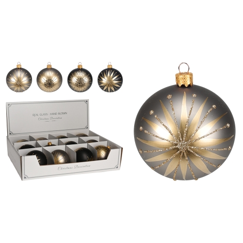 XMAS BALL 80MM GLITTER STAR