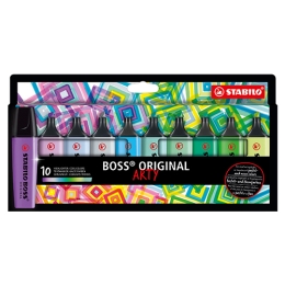 Zvýrazňovač  - STABILO BOSS ORIGINAL - ARTY - 10 ks balenie - so 10 rôznymi farbami