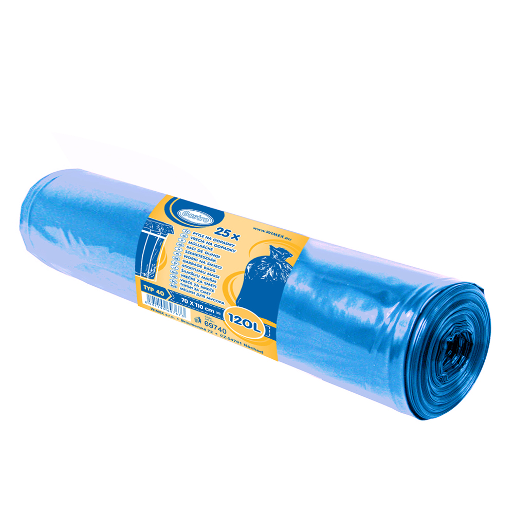 Vrece na odpadky (LDPE) ECONOMY extra-light modré 70 x 110 cm 120L [25 ks]