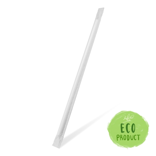 Paper straw JUMBO white, hygienically packed, 100 pcs