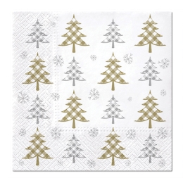 Obrúsky PAW L 33x33cm Christmas Tree Check (gold and silver) Obrúsky PAW L 33x33cm Christmas Tree Check (gold and silver)