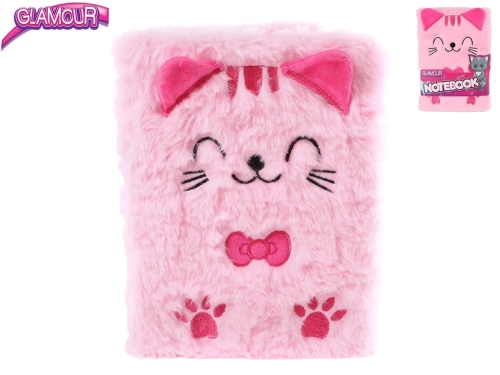 Glamour 15x2,5x21,5cm plush 80pages cat notebook 12pcs in DBX