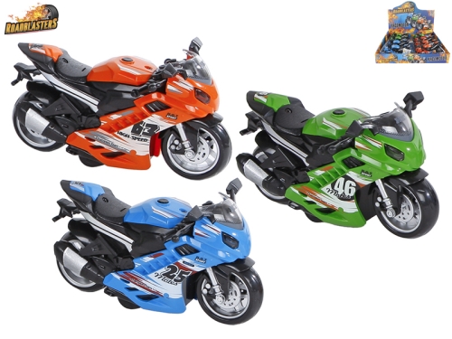 Roadblaster motorka 14,5cm na zotrvačník na batérie so svetlom a zvukom 3farby 8ks v DBX