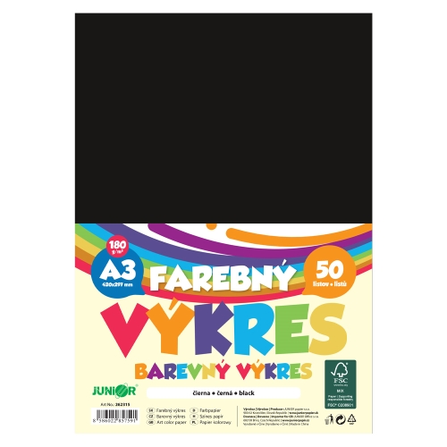 Farebný výkres A3 180g/m2, bal/50 ks - čierna