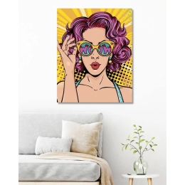 Diamond painting (without frame) - POP-ART woman with pink hair