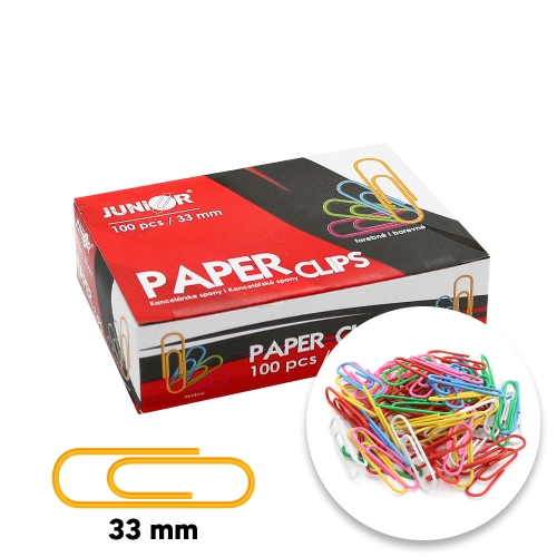 Clips smooth/ nickel-plated JUNIOR, 33 mm/100 pcs