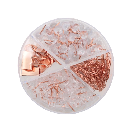 Office set 4in1 paper clips/binder clip/spony - copper