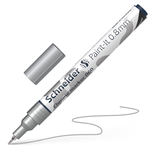 Popisovač Schneider Paint-It 060 Chrome Metallic, hrot 0.8 mm - strieborná