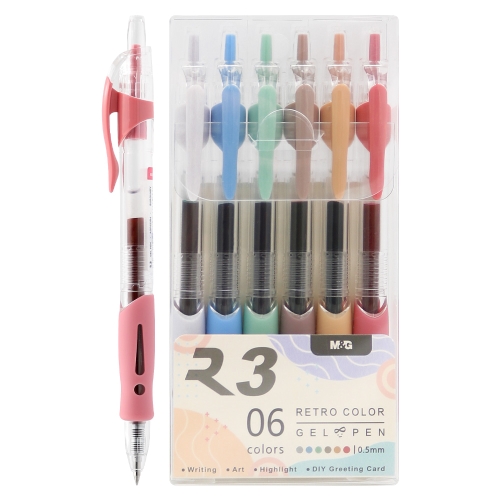 Gel Pen M&G RetroColor, tip 0,5 mm - set of 6 colours