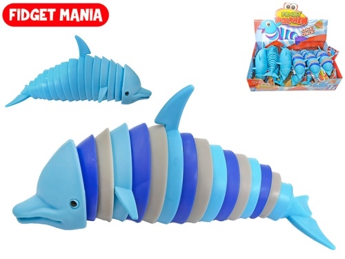 17cm 2asstd color (tricolor,blue) plastic click clack Fidget dolphin 12pcs in DBX