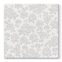 Obrúsky PAW AIRLAID L 40x40cm Subtle Roses Silver
