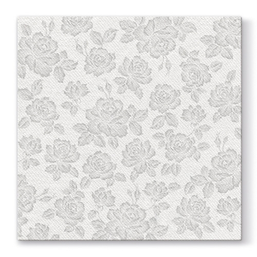 Obrúsky PAW AIRLAID L 40x40cm Subtle Roses Silver