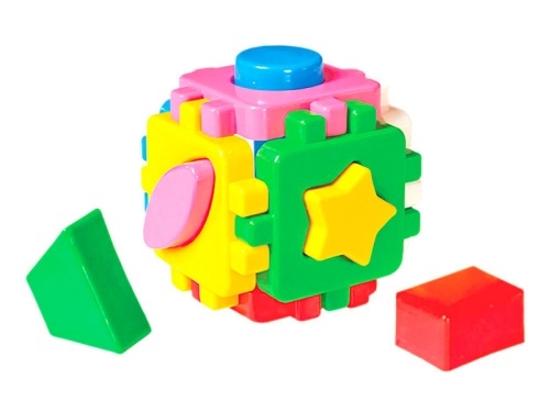 Plastic puzzle cube w/geometric shapes