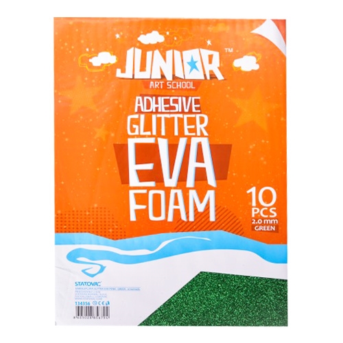 Dekoračná pena A4 EVA Glitter zelená samolepiaca 2.0 mm, sada 10 ks