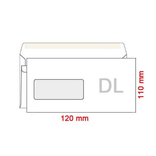 Obálky DL 110x120 mm s okienkom v ľavo, 1000 ks (22880)