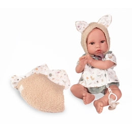 Doll - newborn Erik with carrying belt, 42 cm