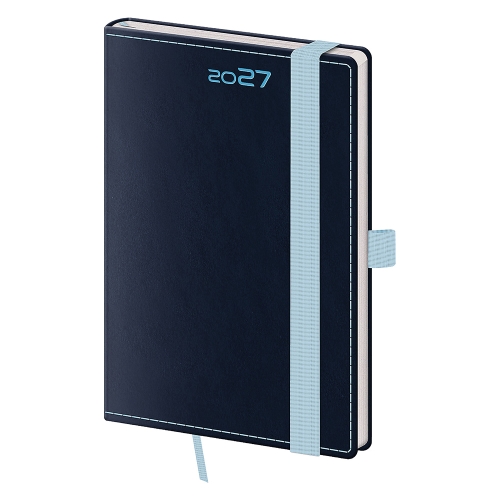 2027 Weekly Pocket Planner "Double Blue" with a Pen Loop