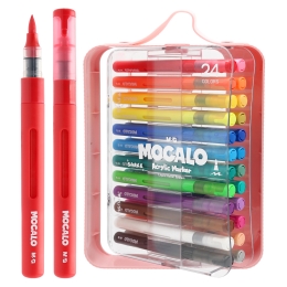 Popisovač M&G MOCALO Acrylic Marker, štetcový hrot - sada 24 farieb