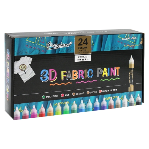 3D fabric paints 30 ml / 24 colors + 3 brushes